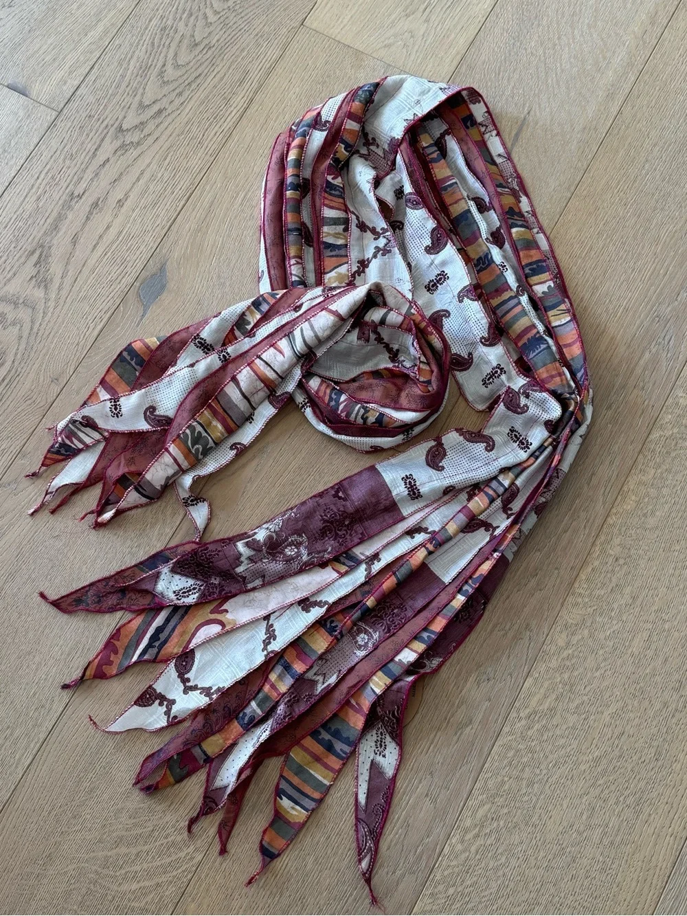 Art Studio Company Boho Mixed Print Multi-Strand Fringe Scarf OS
